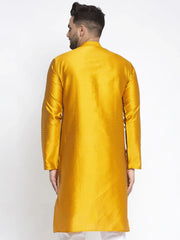 DesiQlo Men Yellow & White Woven Design Kurta Only ( KO 637 Yellow )