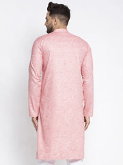 DesiQlo Men Pink & White Self Design Kurta Only ( KO 638 Coral )
