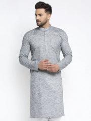 DesiQlo Men Grey & White Self Design Kurta Only ( KO 638 Grey )