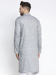 DesiQlo Men Grey & White Self Design Kurta Only ( KO 638 Grey )