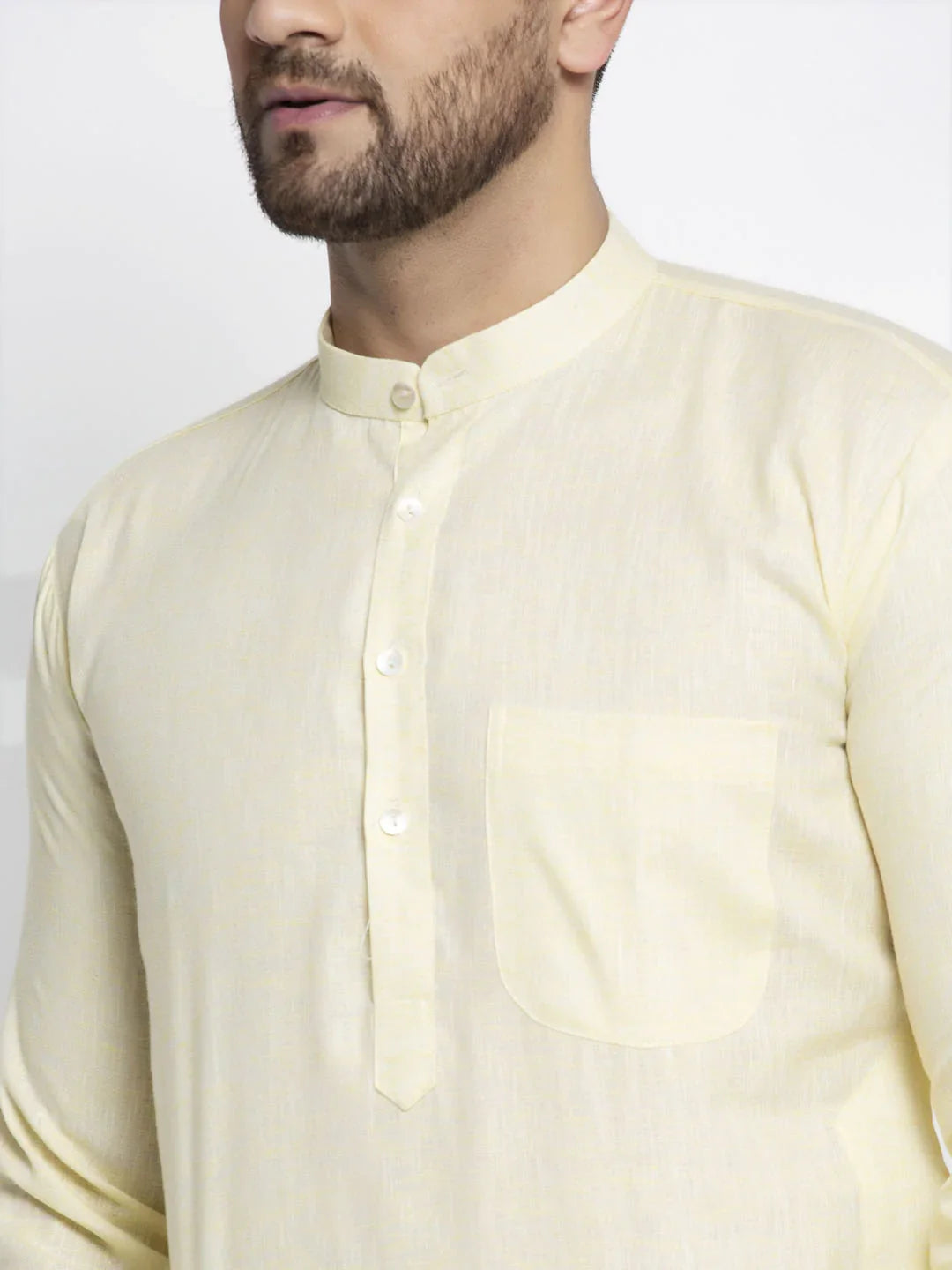DesiQlo Men Kurta Only - Yellow - KO_638Lemon_S