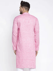 DesiQlo Men Pink & White Self Design Kurta Only ( KO 638 Pink )