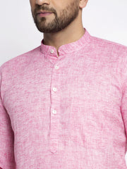 DesiQlo Men Pink & White Self Design Kurta Only ( KO 638 Pink )