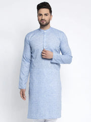 DesiQlo Men Blue & White Self Design Kurta Only ( KO 638 Sky )