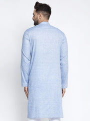 DesiQlo Men Blue & White Self Design Kurta Only ( KO 638 Sky )