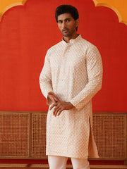 Sequins & Embroidered Kurtas For Men ( KKO 5128Beige )