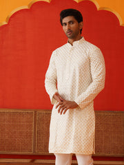 Sequins & Embroidered Kurtas For Men ( KKO 5128Cream )