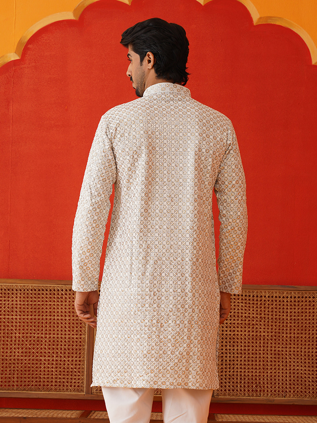 DesiQlo Men Embroidered Kurta Only - Grey - KKO_5128Grey_S