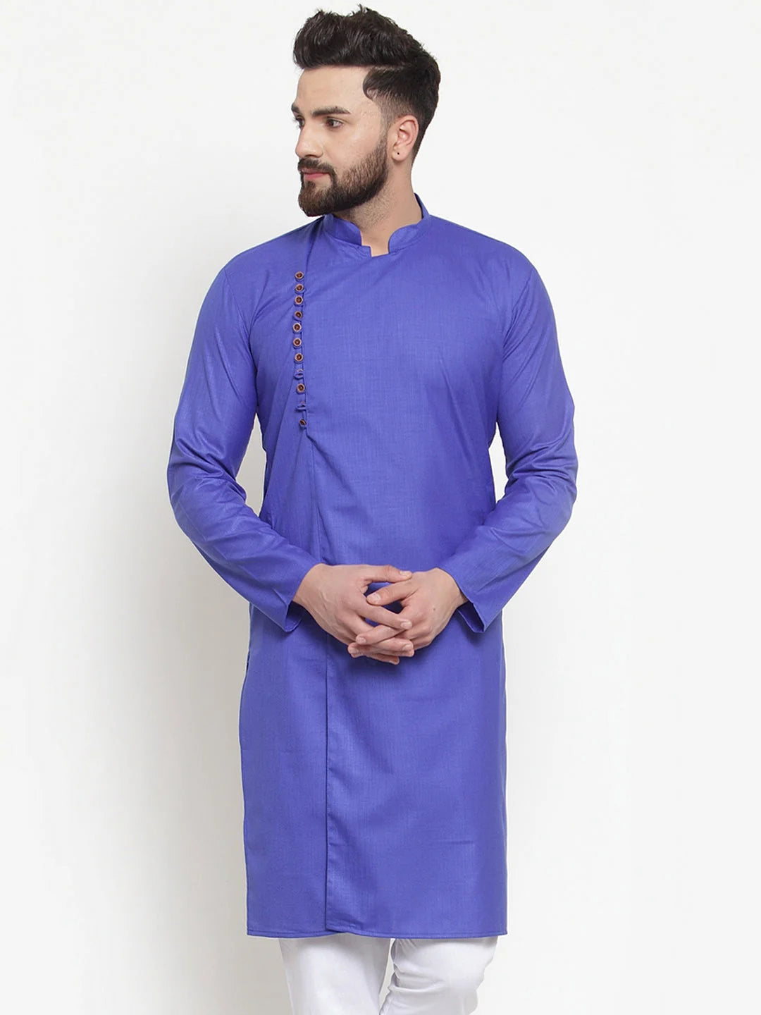 Men Royal-Blue Solid Kurta Only Fashion