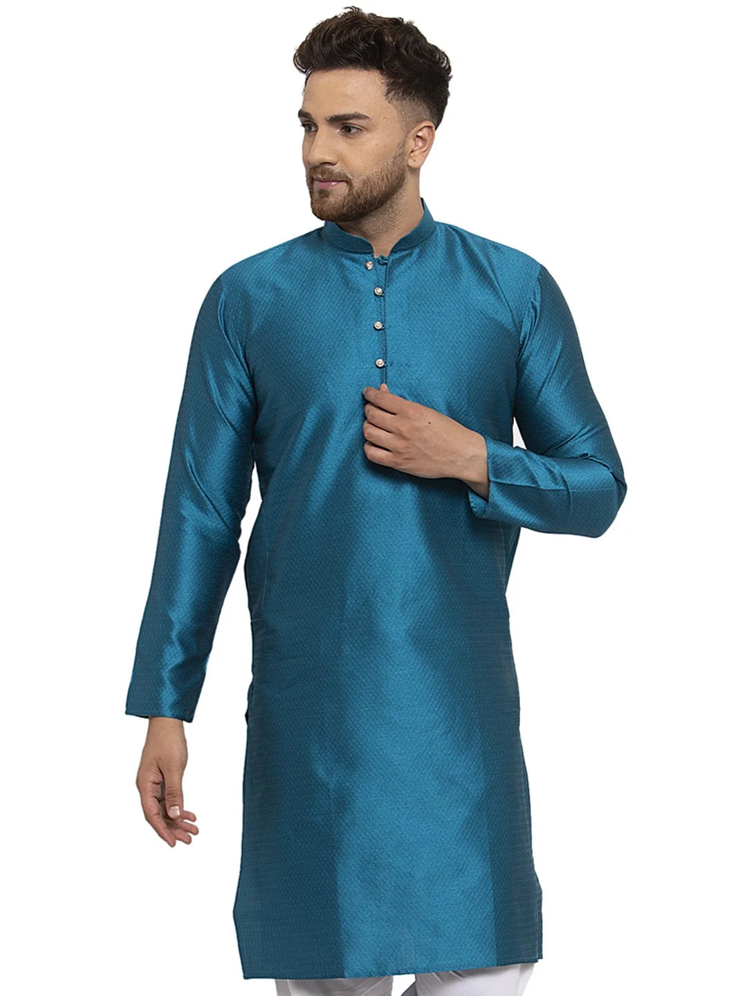 Men's Peacock Jacquard Kurta Only