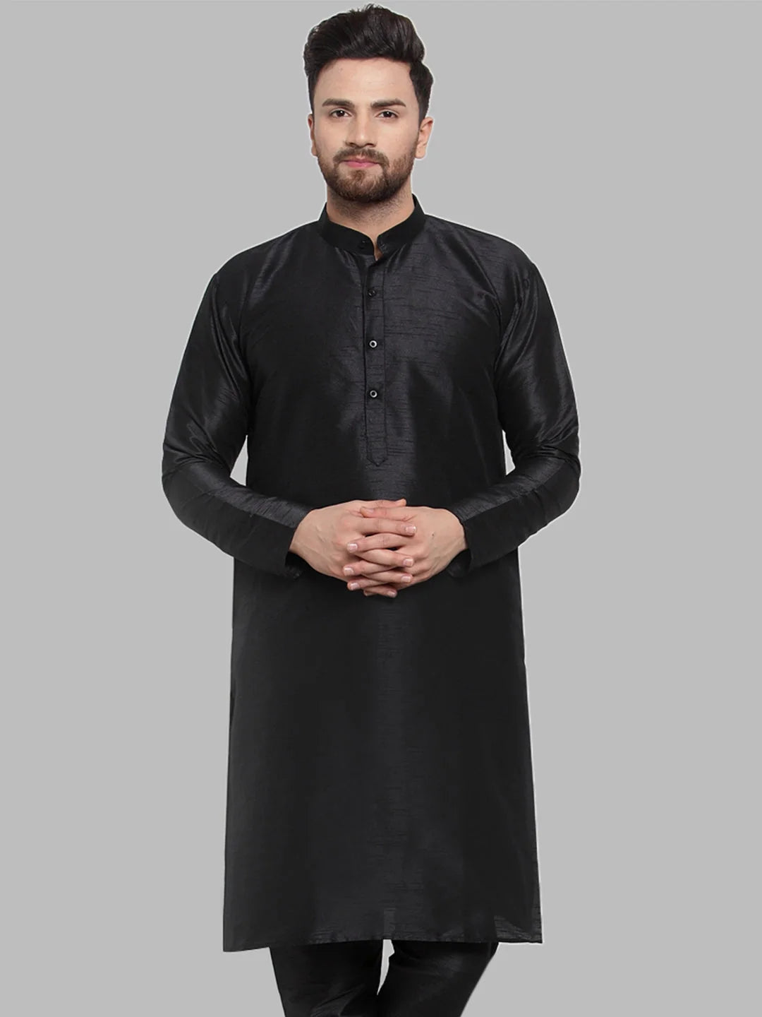 Men Black Solid Kurta Only Assorted