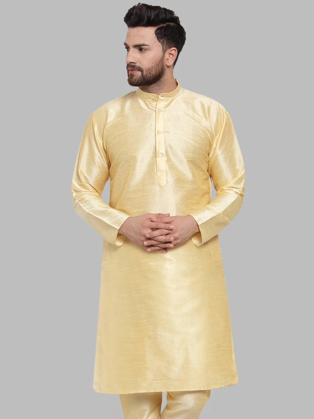 Men's Golden Silk Kurta Only | Indian Kurta for Men