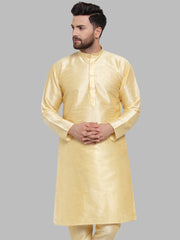 Men Golden Solid Kurta Only