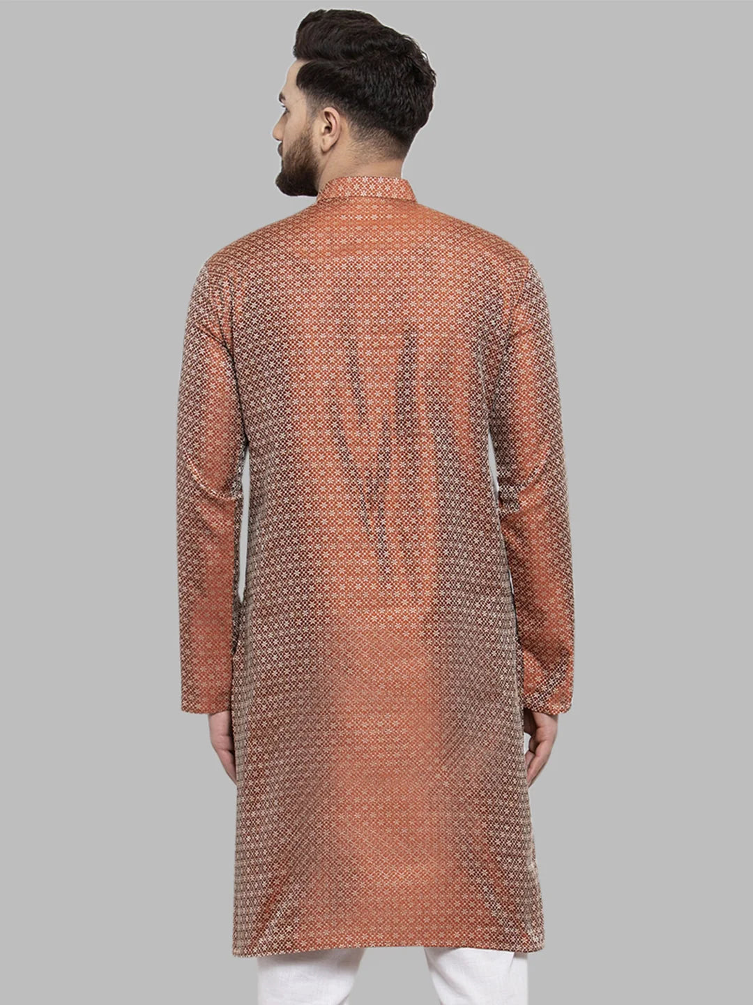 Orange & White Men's Kurta | Stylish Indian Kurta for Men