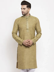 Men Olive Green Embroidered Kurta Only ( KO 619 Olive )-KO-619
