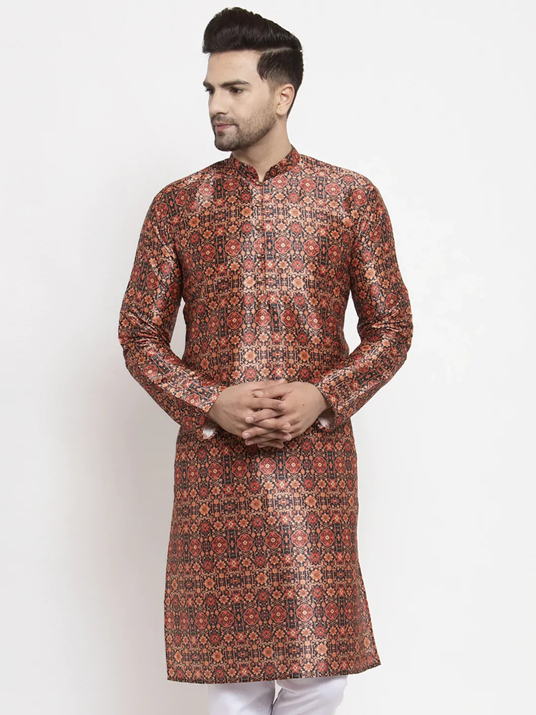Multi-colour Printed Mens Kurta - Stylish Indian Kurta