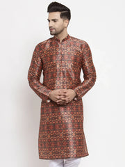Men Multi-colour Printed Kurta Only ( KO 624 Multi-Black )-KO-624