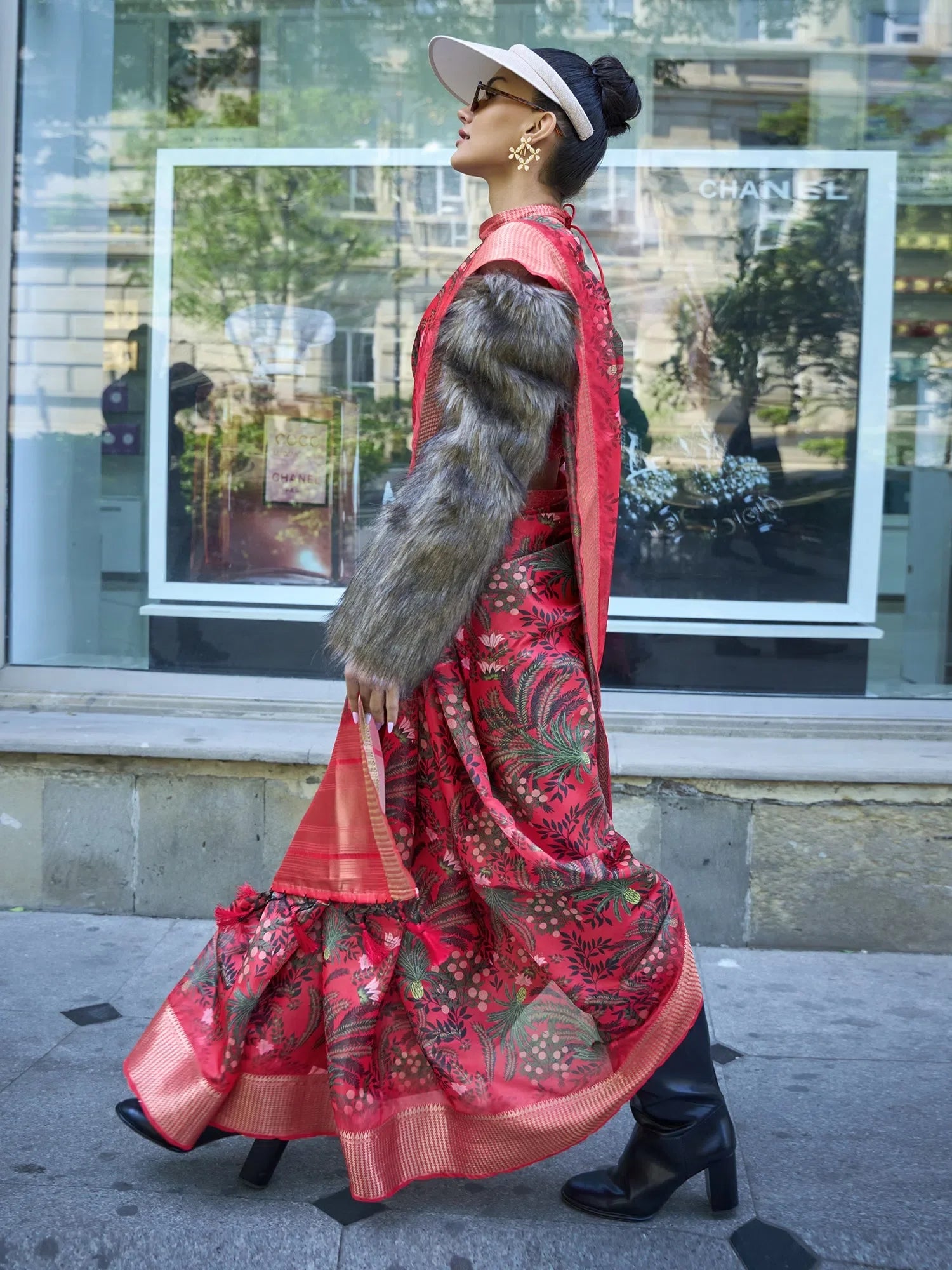 Pink Organza Saree: Designer Sarees India & Blouse