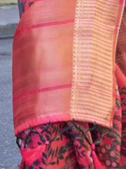 Women's Organza Pink Woven Design Designer Saree With Blouse Piece-KLAY325002