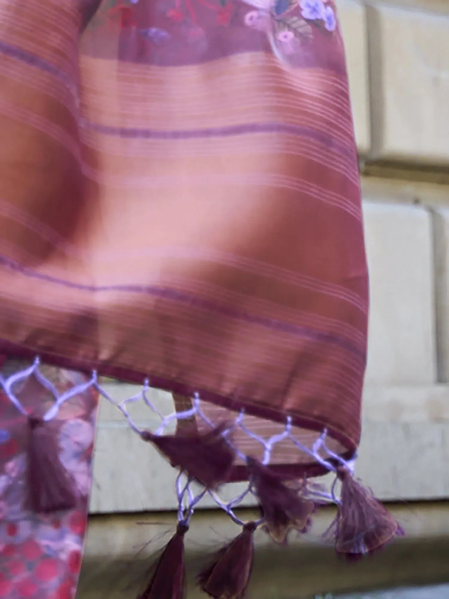 Burgundy Organza Saree | Designer Sarees India
