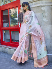 Women's Organza Multicolored Woven Design Designer Saree With Blouse Piece-KLAY325008