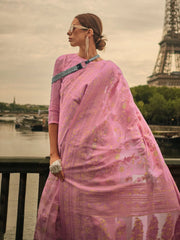 Women's Organza Mauve Woven Design Designer Saree With Blouse Piece-KLILA341006