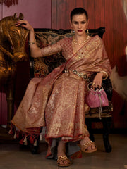 Women's  Blend Rust Woven Design Designer Saree With Blouse Piece-KLKATI327001
