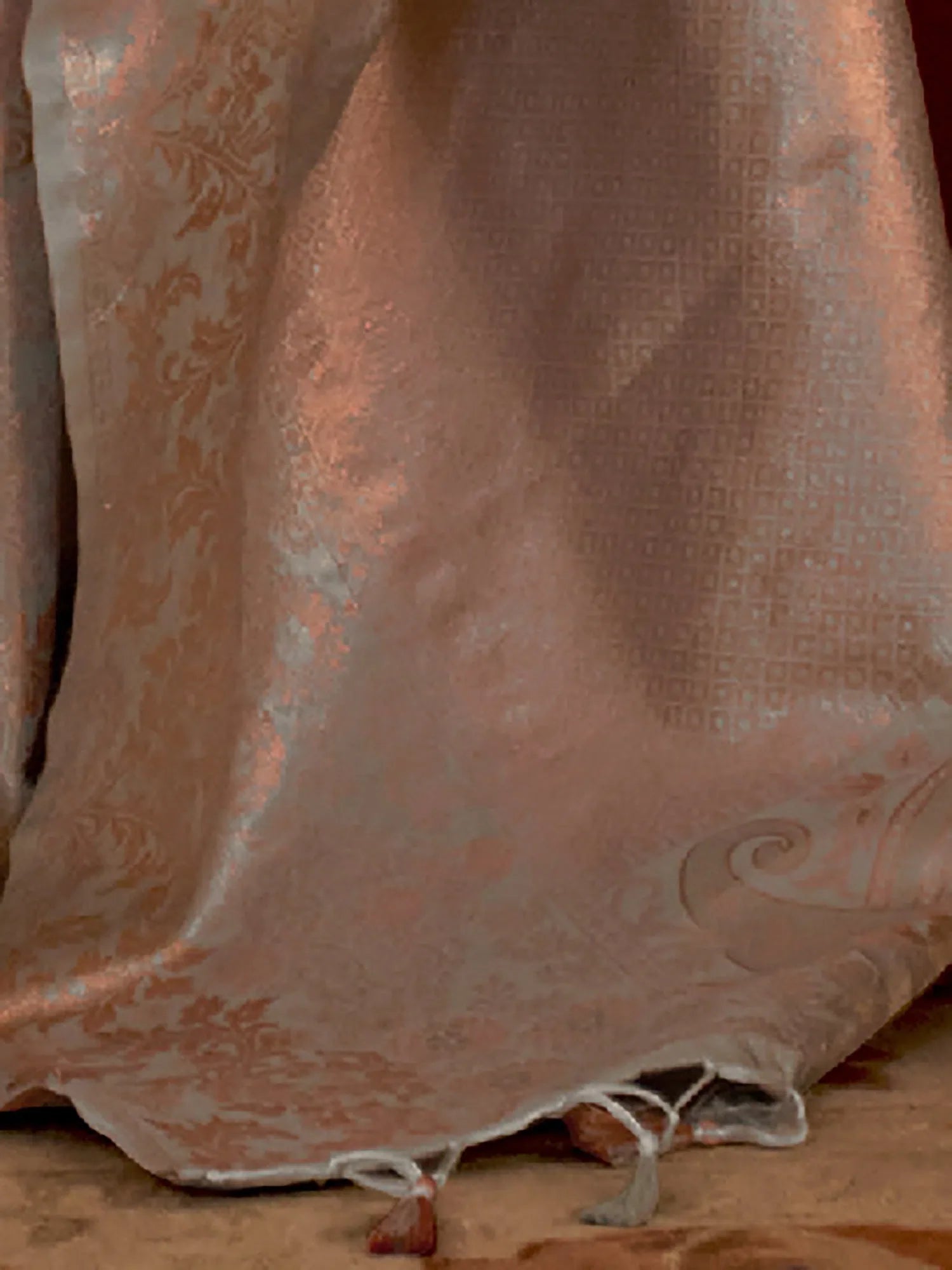 Grey Woven Polyester Saree with Blouse | Designer Sarees India