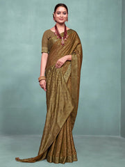 Women's Pure Camel Brown Woven Design Designer Saree With Blouse Piece-KLKRUTI5187