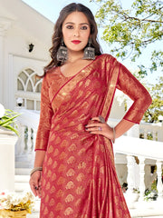 Women's Pure Pink Woven Design Designer Saree With Blouse Piece-KLKRUTI5197