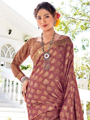 Women's Pure Burgundy Woven Design Designer Saree With Blouse Piece-KLKRUTI5199