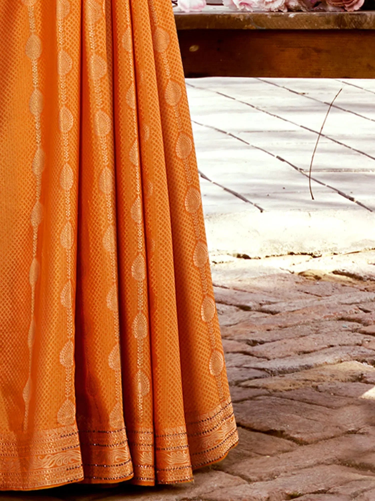 Orange Silk Saree: Woven Designer Saree - Indian Sarees