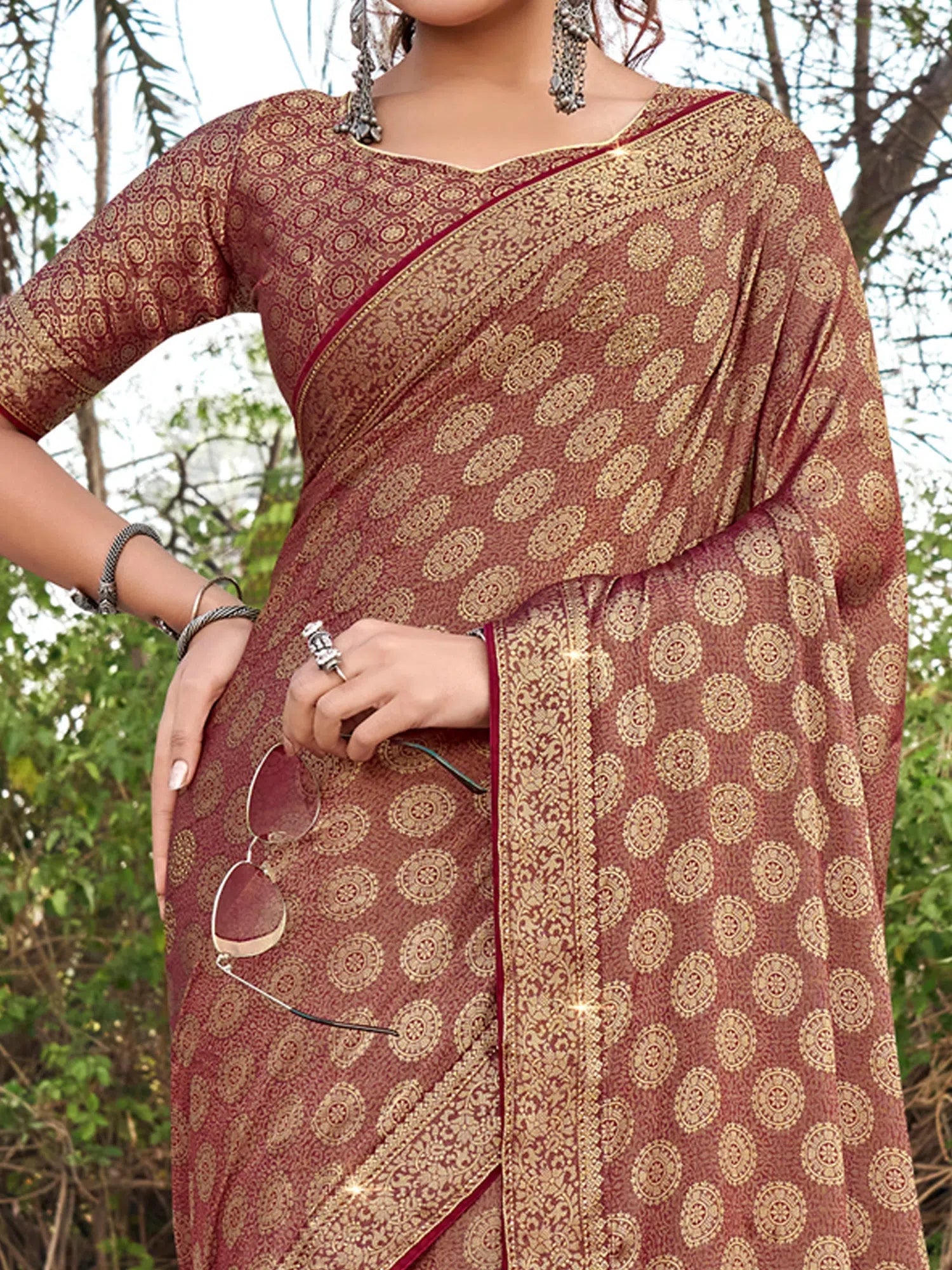 Maroon Silk Saree - Indian Sarees, Woven Designer Saree