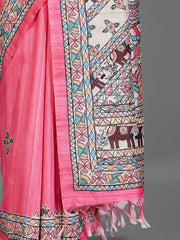 Women's Cotton Blend White Printed Designer Saree With Blouse Piece-RAGINI107