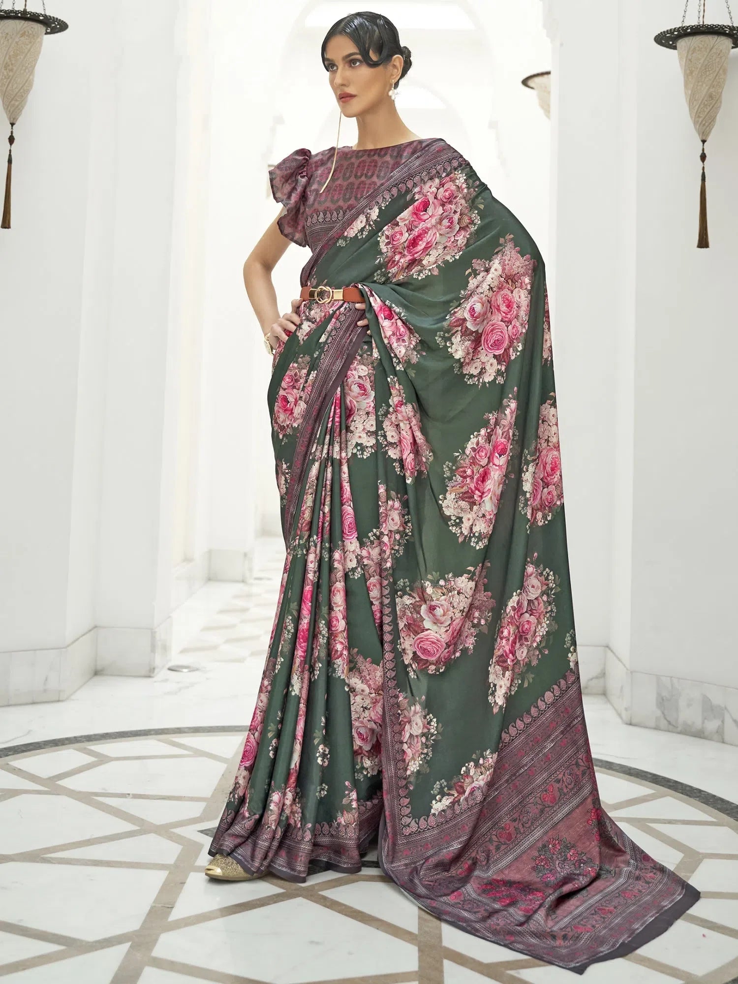 Green Digital Print Saree - Indian Sarees & Designer Style