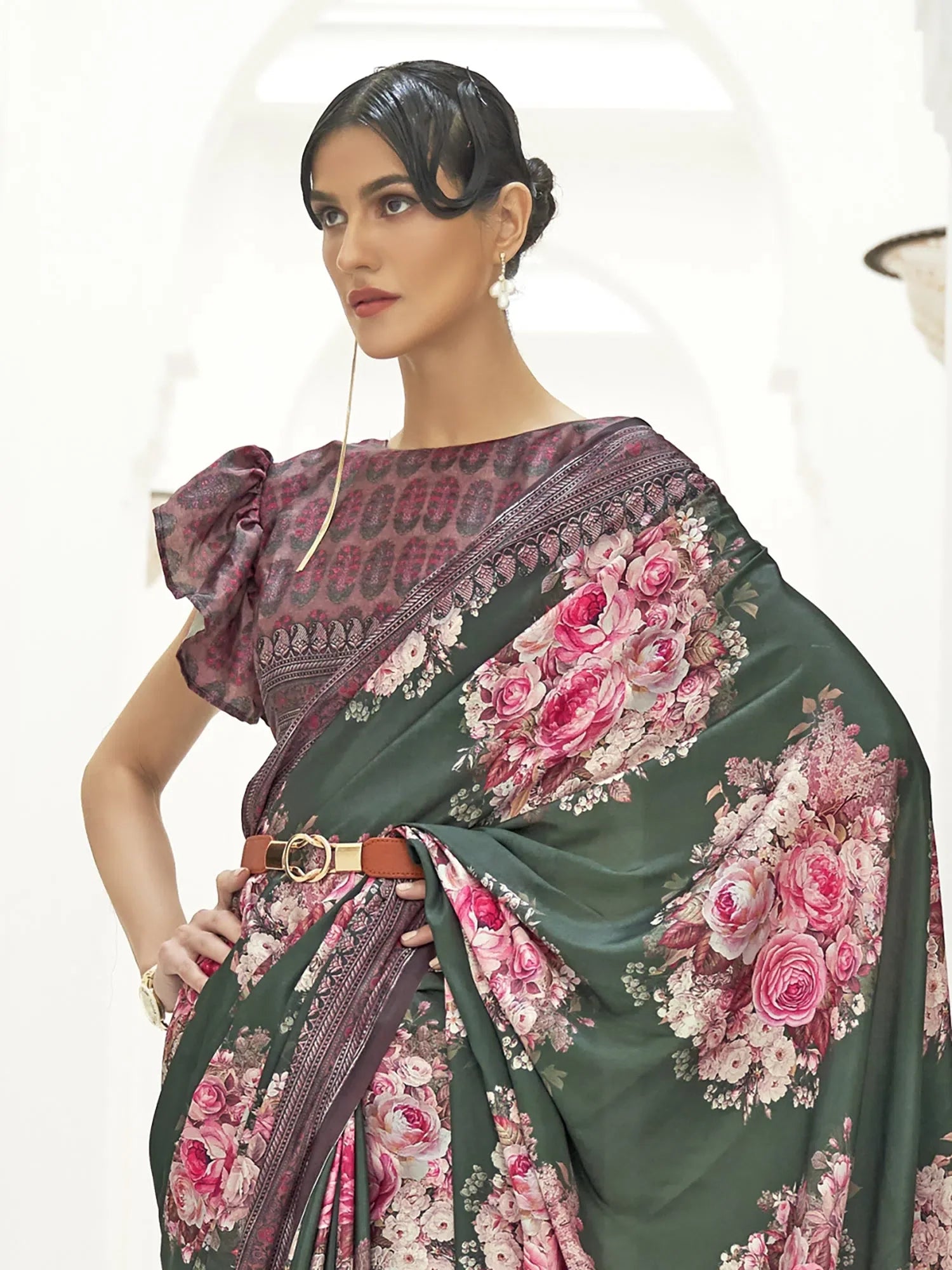 Green Digital Print Saree - Indian Sarees & Designer Style