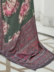 Women's Cotton Blue Printed Designer Saree With Blouse Piece-MINAXI1103