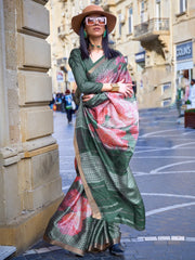 Women's Viscose  Red Woven Design Designer Saree With Blouse Piece-KLOCK329003
