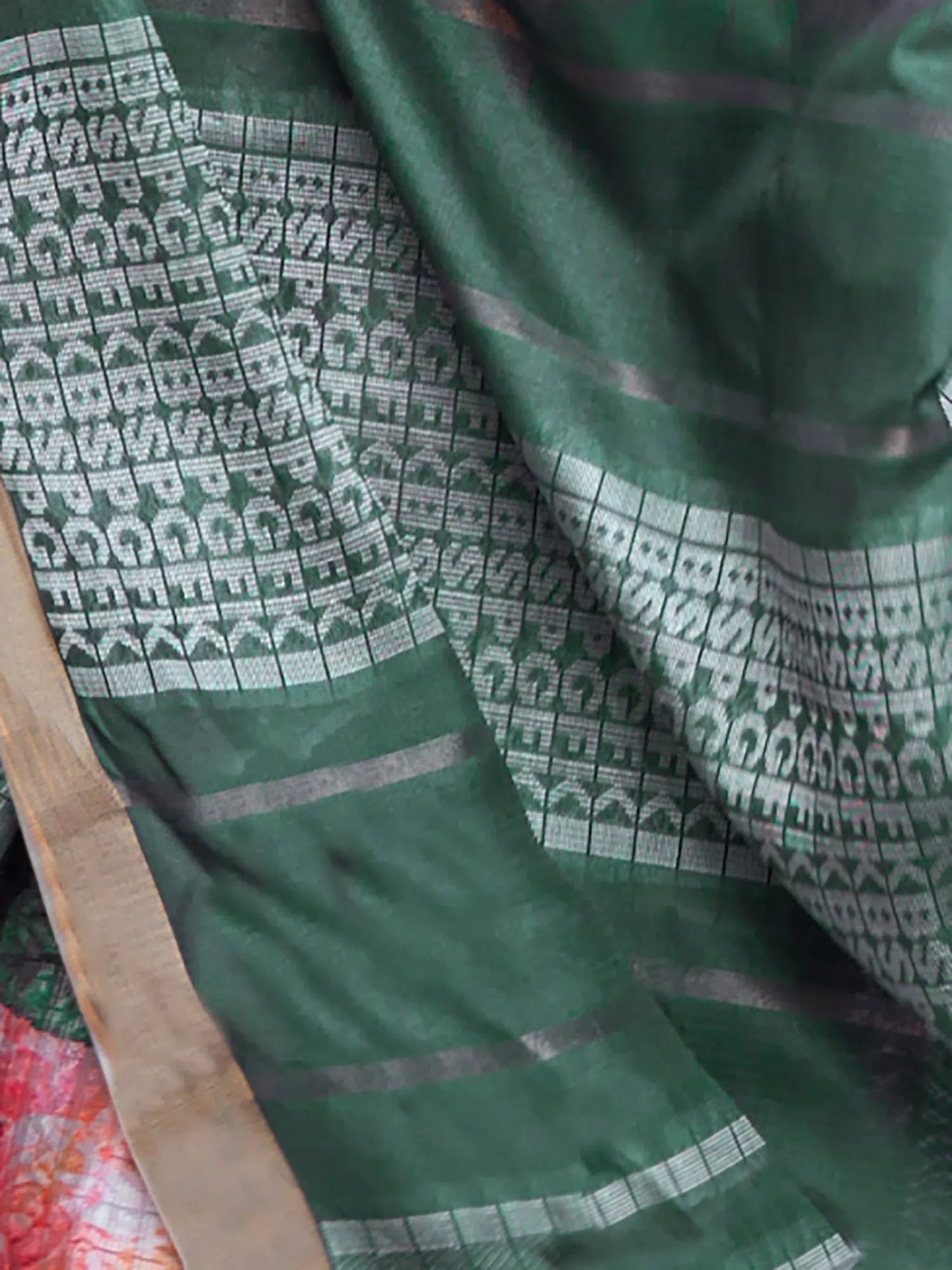 Red Viscose Saree - Designer Indian Sari with Blouse