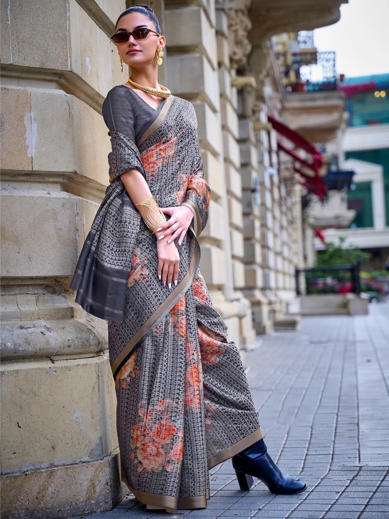 Grey Viscose Saree | Designer Sarees India