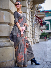 Women's Viscose  Grey Woven Design Designer Saree With Blouse Piece-KLOCK329004