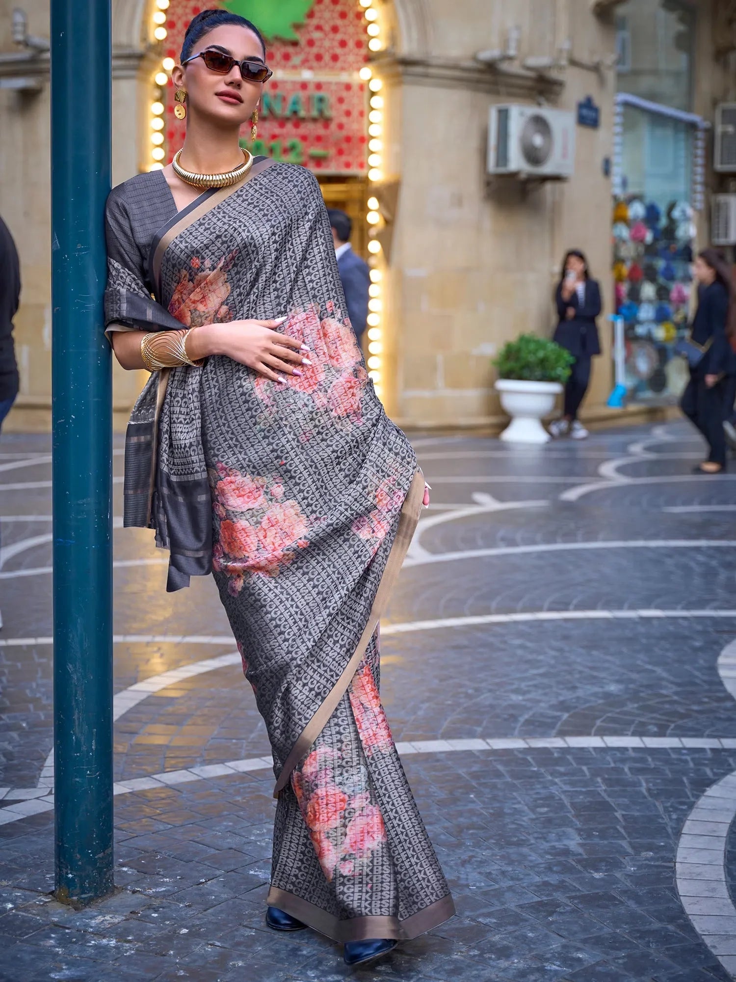 Grey Viscose Saree | Designer Sarees India