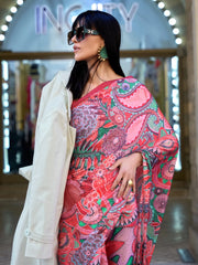 Women's Cotton Blue Printed Designer Saree With Blouse Piece-MINAXI1310