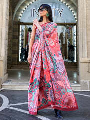 Women's Cotton Blue Printed Designer Saree With Blouse Piece-MINAXI1310