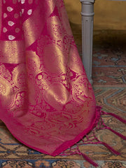 Women's Blend Pink Woven Design Designer Saree With Blouse Piece-KLOSET294002