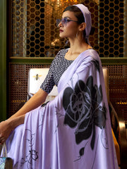 Women's Cotton Blue Printed Designer Saree With Blouse Piece-MINAXI7001