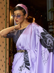 Women's Cotton Blue Printed Designer Saree With Blouse Piece-MINAXI7001