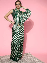 Women's Cotton Blue Printed Ready To Wear With Blouse Piece-RTWMINAXI7102