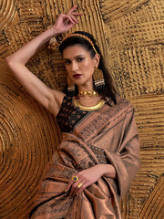 Women's Blend Grey Woven Design Designer Saree With Blouse Piece-KMIYA326001