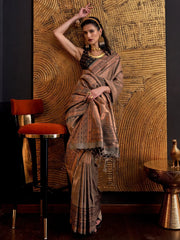 Women's Blend Grey Woven Design Designer Saree With Blouse Piece-KMIYA326001